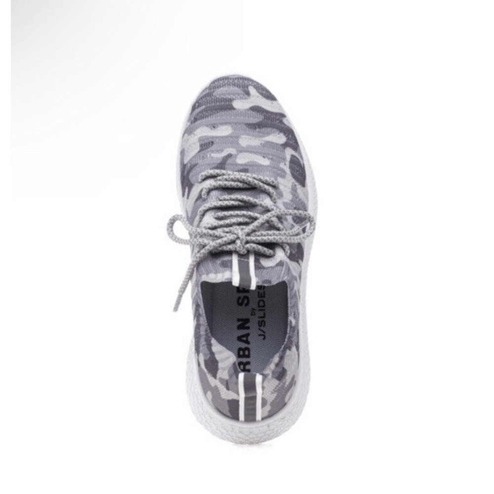 J/Slides Urban Sport Dyann Grey Camo Knit Stretch Sneakers Women’s 10M NIB